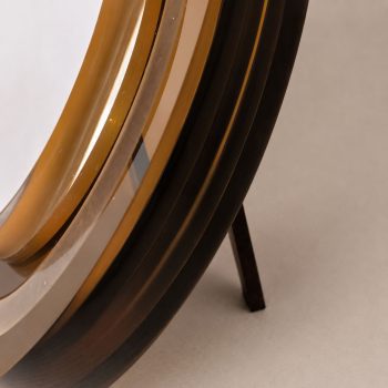 Portafoto rotondo italiano anni ’70 in lucite ambrata - immagine 5
