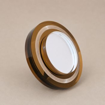 Portafoto rotondo italiano anni ’70 in lucite ambrata - immagine 4