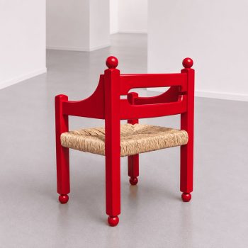 Coppia di poltrone anni ’60 in legno rosso e paglia attribuite a Luigi Caccia Dominioni - immagine 7