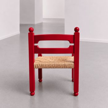 Coppia di poltrone anni ’60 in legno rosso e paglia attribuite a Luigi Caccia Dominioni - immagine 6