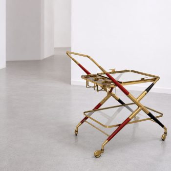 1950s Italian bar trolley in brass, glass, and wood by Cesare Lacca - Image 4