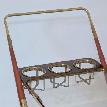 1950s Italian bar trolley in brass, glass, and wood by Cesare Lacca - Image 6
