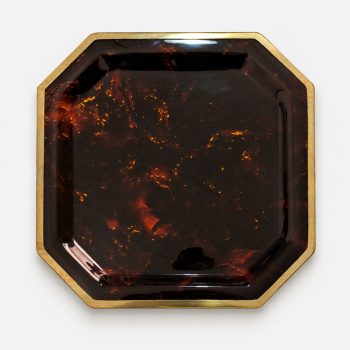 Dior Gucci Italy style tortoiseshell lucite bakelite and brass tray, 1970s - Image 5