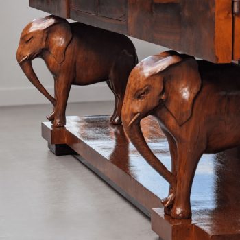 Sicilian Art Deco wooden sideboard with hand-carved elephants - Image 6