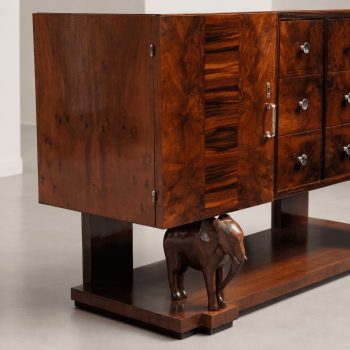 Sicilian Art Deco wooden sideboard with hand-carved elephants - Image 4