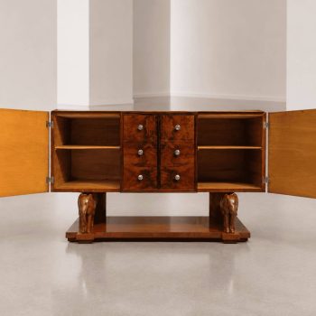 Sicilian Art Deco wooden sideboard with hand-carved elephants - Image 3