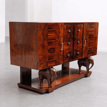 Sicilian Art Deco wooden sideboard with hand-carved elephants - Image 2