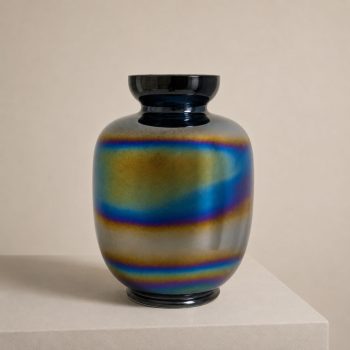 Vaso italiano in vetro di murano olografico iridescente stile Venini, anni ’70 - immagine 5