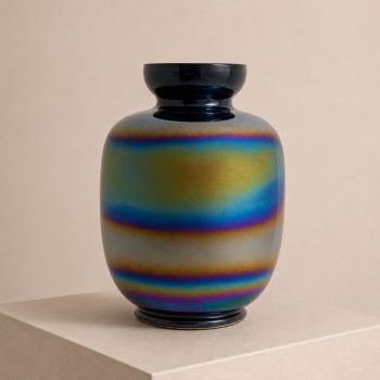 Vaso italiano in vetro di murano olografico iridescente stile Venini, anni ’70 - immagine 4