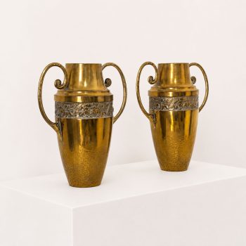 Coppia di vasi floreali Art Nouveau in ottone, Francia, 1930 - immagine 5