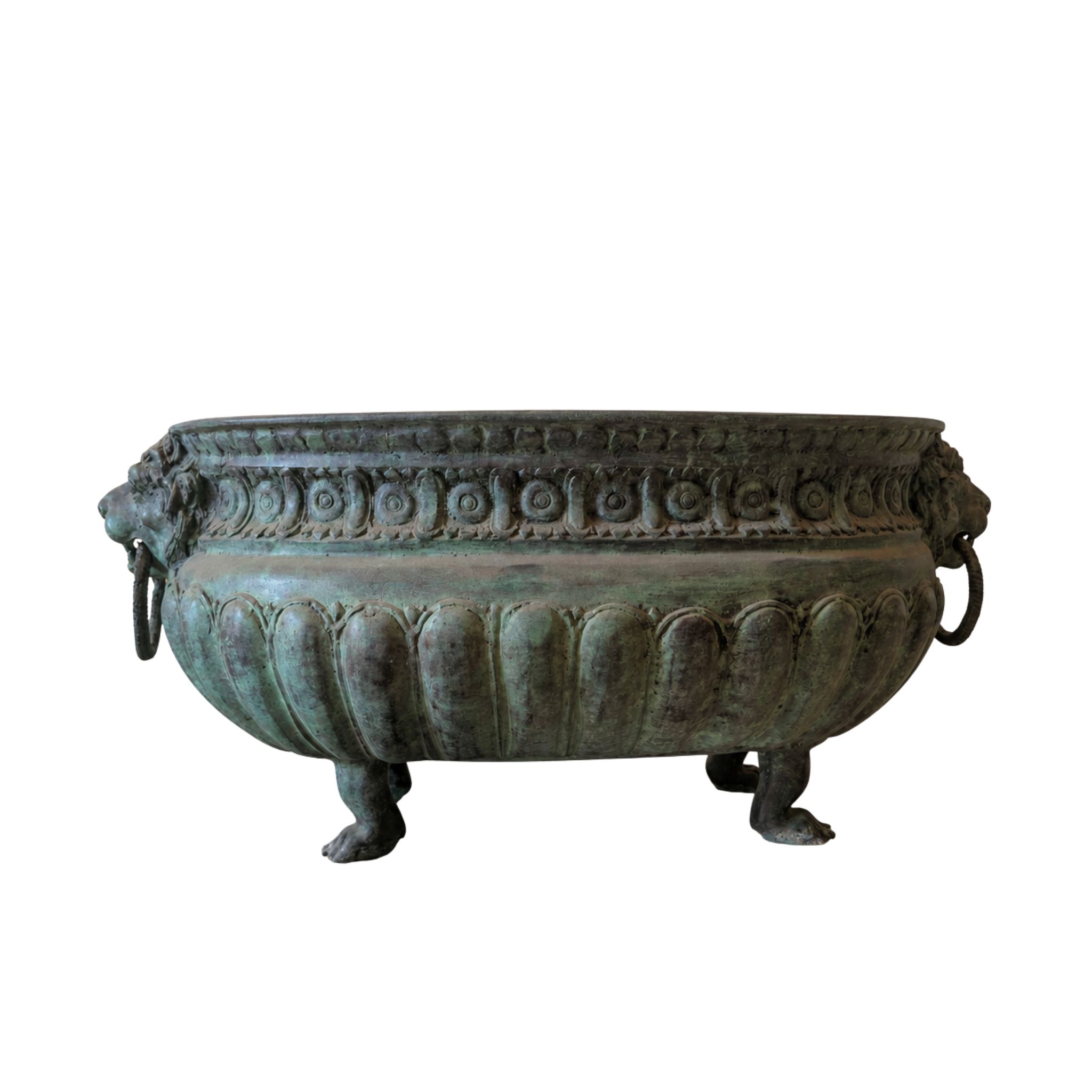 Fioriera ovale in bronzo stile rinascimentale, primi ’900, Italia