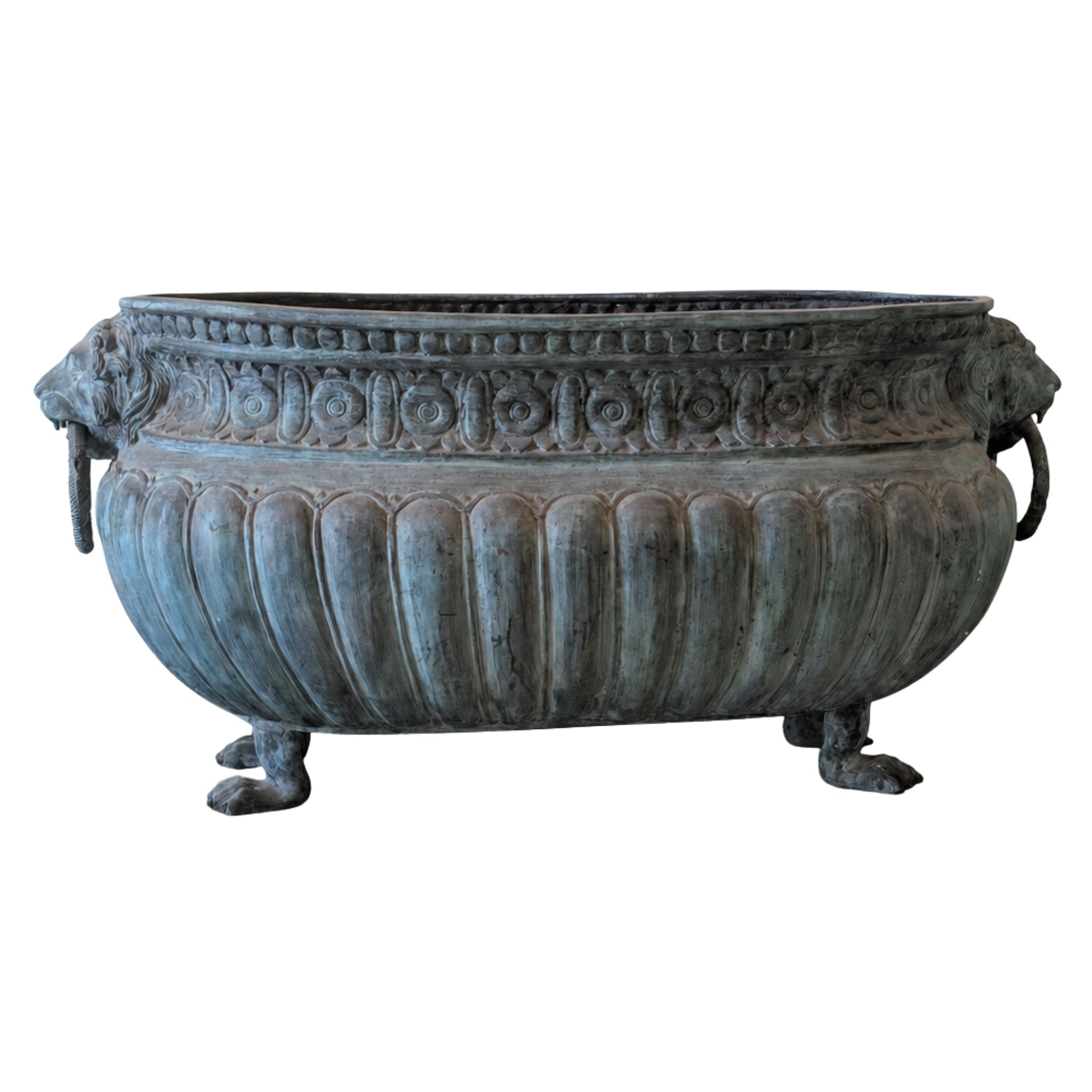 Grande fioriera monumentale italiana in bronzo stile rinascimentale, inizi ’900