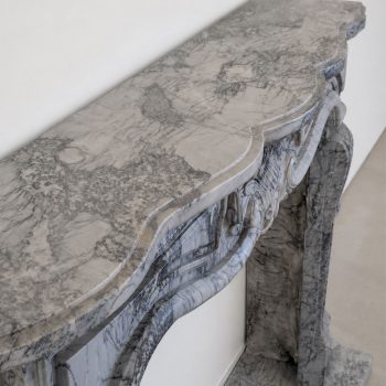 Late 19th century French fireplace in Bardiglio Imperiale marble, Louis XV style - Image 6
