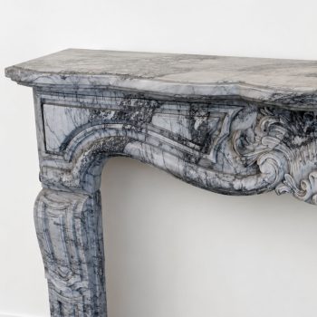Late 19th century French fireplace in Bardiglio Imperiale marble, Louis XV style - Image 4
