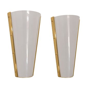 Coppia di appliques italiane anni ’70 in plexiglass e ottone stile Stilux
