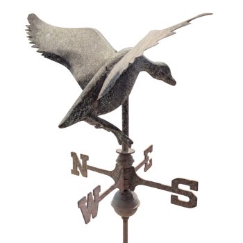 Early 1900s three-dimensional copper weathervane with open-winged duck - Image 1