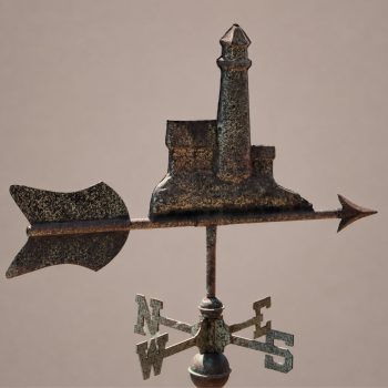 Early 1900s three-dimensional copper weathervane with port lighthouse - Image 3