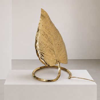 Lampada in ottone a forma di foglia stile Tommaso Barbi, Italia, anni ’70 - immagine 3