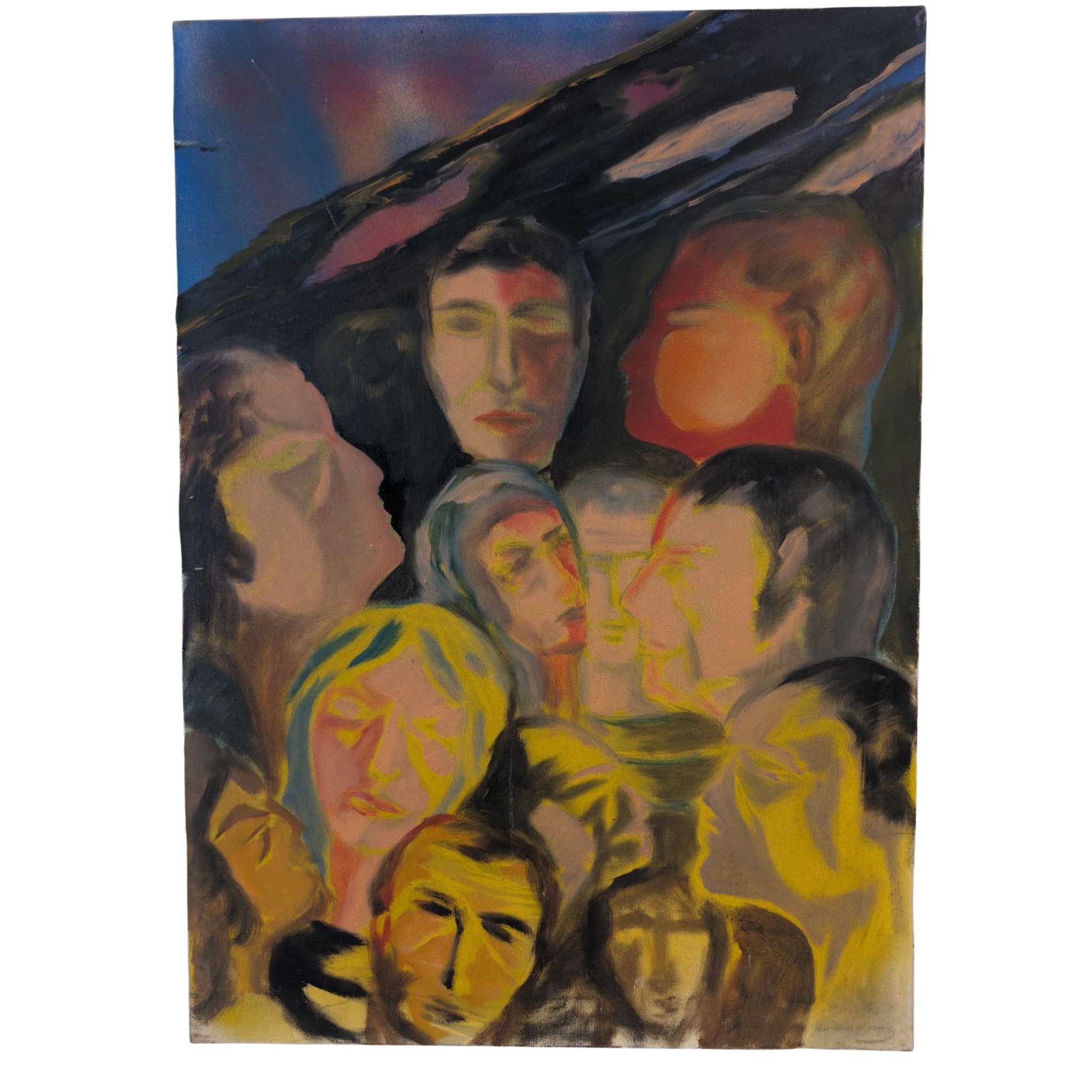 Olio su tela espressionista di Luciano De Vita, 1975, firmato