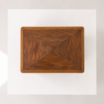Mid-Century Modern Decorative Box Tea Caddy Marquetry Wood Brass Details, Italy - Image 7