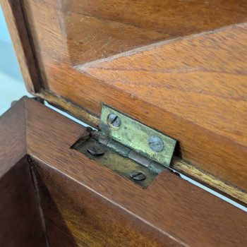Mid-Century Modern Decorative Box Tea Caddy Marquetry Wood Brass Details, Italy - Image 3