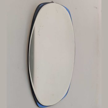 Specchio in vetro di murano blu cobalto curvo in stile Cristal Art, Italia, anni '70. - immagine 2