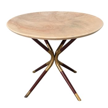 Tavolo da caffè Cesare Lacca in ottone, legno e finto marmo, 1958