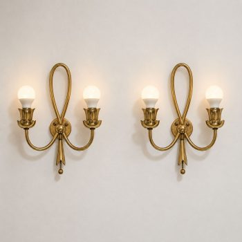 Pair of Mid-Century Modern Brass Wall Lights by Angelo Lelii for Arredoluce, 40s - Image 2