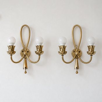 Pair of Mid-Century Modern Brass Wall Lights by Angelo Lelii for Arredoluce, 40s - Image 3