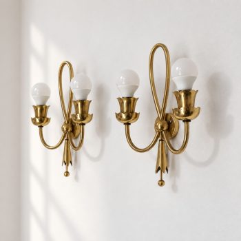 Pair of Mid-Century Modern Brass Wall Lights by Angelo Lelii for Arredoluce, 40s - Image 7