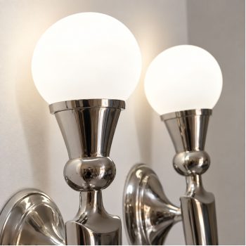 Pair of French Art Deco wall sconces in nickel-plated aluminum and glass. - Image 7