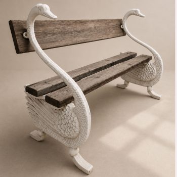 Panchina francese da giardino a forma ci cigni, anni 50 - immagine 3