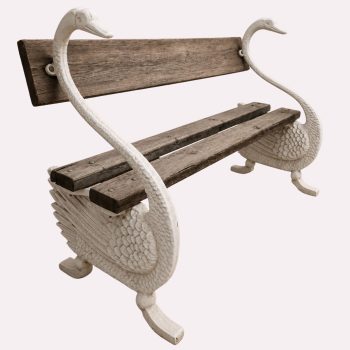 Panchina francese da giardino a forma ci cigni, anni 50 - immagine 1
