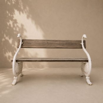 Panchina francese da giardino a forma ci cigni, anni 50 - immagine 4