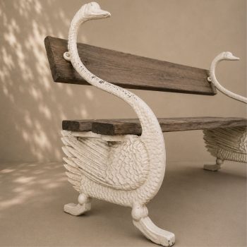 Panchina francese da giardino a forma ci cigni, anni 50 - immagine 5