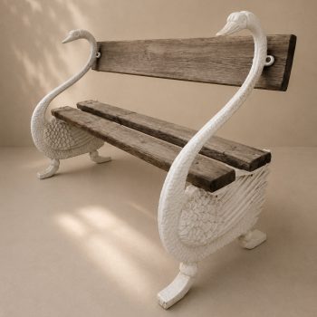 Panchina francese da giardino a forma ci cigni, anni 50 - immagine 6