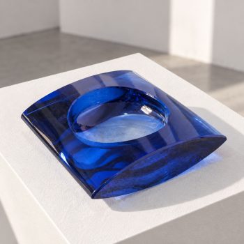 1970s Fontana Arte Style Smoking Set Murano Glass Ashtray Lighter, Cobalt Blue - Image 8