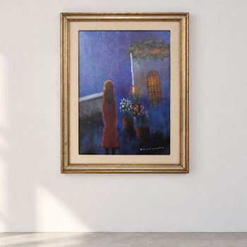 Olio su tela di Eliano Fantuzzi con donna di spalle, Italia anni ’70 - immagine 3