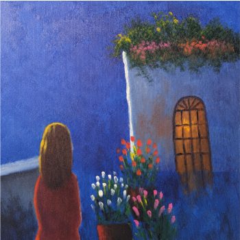 Olio su tela di Eliano Fantuzzi con donna di spalle, Italia anni ’70 - immagine 4
