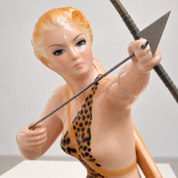 Scultura in ceramica smaltata Diana cacciatrice by Favaro e Cecchetto, anni ’50 - immagine 2
