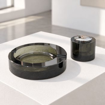 1970s Fontana Arte Style Smoking Set Ashtray Murano Glass Lighter, Italy - Image 6