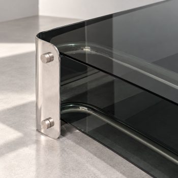 1970s Italian Smoked Glass Chrome Coffee Table, Space Age Design - Image 6