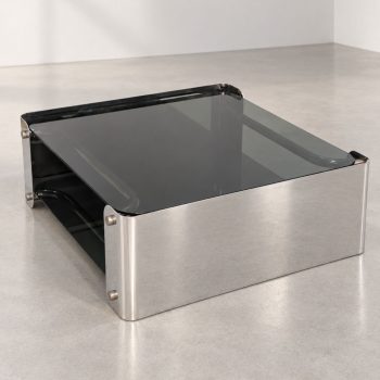 1970s Italian Smoked Glass Chrome Coffee Table, Space Age Design - Image 5