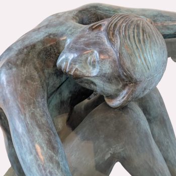 Sculptural coffee table featuring a female nude in bronze, France, 1950s. - Image 6