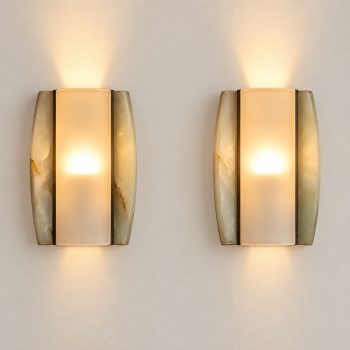 Pair of 1960s Italian Onyx and Opaline Glass Wall Lights - Image 2
