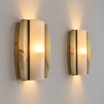 Pair of 1960s Italian Onyx and Opaline Glass Wall Lights - Image 3