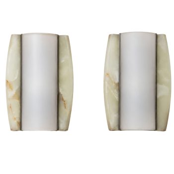 Pair of 1960s Italian Onyx and Opaline Glass Wall Lights - Image 1