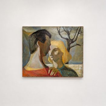 Maurice Stoppani, Couple (Interrogation), Dipinto Figurativo Cubista Francese, 1955 - immagine 3