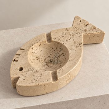 1970s Italian Travertine Marble Fish Ashtray Attributed to Fratelli Mannelli - Image 3