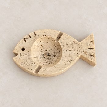 1970s Italian Travertine Marble Fish Ashtray Attributed to Fratelli Mannelli - Image 2
